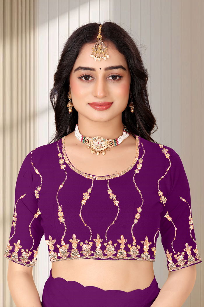 Baingani Amethyst Cutwork Saree — view 5