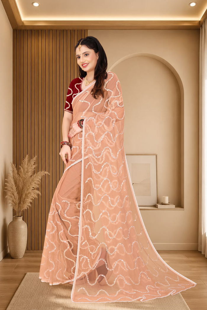 Nagin Sona Beige Saree — view 2
