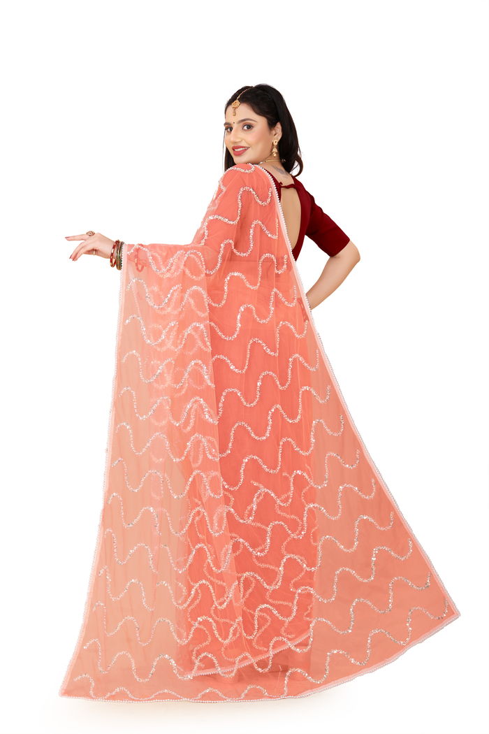 Nagin Khubani Peach Saree — view 9