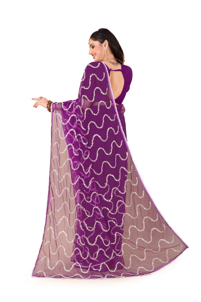 Nagin Baingani Purple Saree — view 9