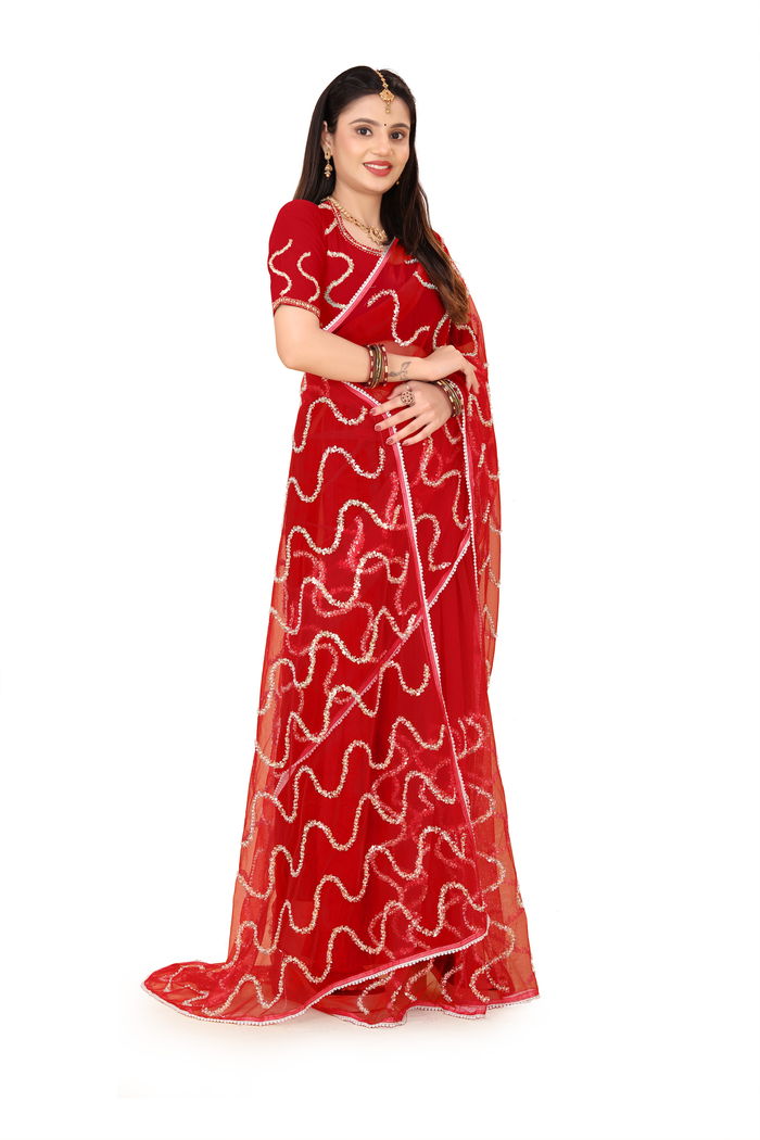 Nagin Sindoori Red Saree — view 8
