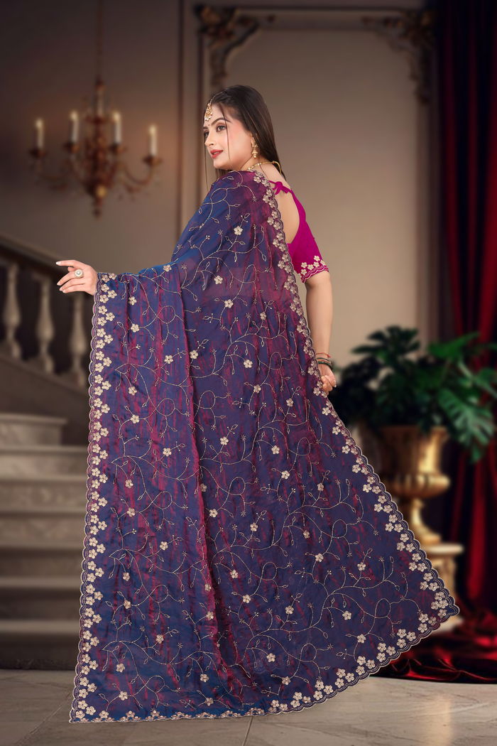 Neelam Midnight Zari Brocade Saree — view 4